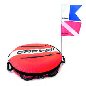 Boya Cressi Apnea Training Pro roja flúor con doble bandera