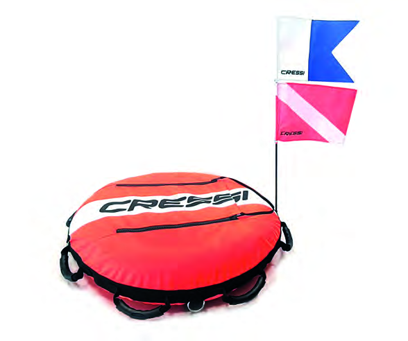 Boya Cressi Apnea Training Pro roja flúor con doble bandera